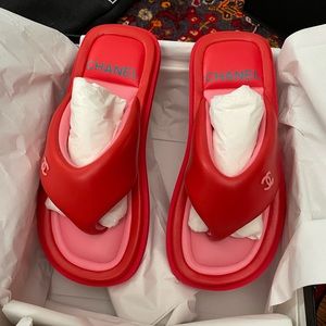 Authentic CHANEL puffy flip flops